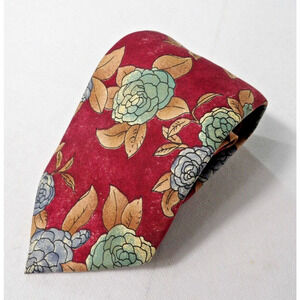 Vintage The Mans Shop Lord & Taylor Silk Neck Tie Floral Red Blue USA